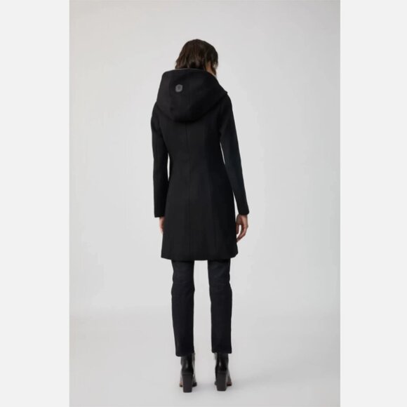 Mackage Rosalie-O Leather Trim Wool Blend Coat with Toggle and Zip Off Hood - Picture 3 of 10